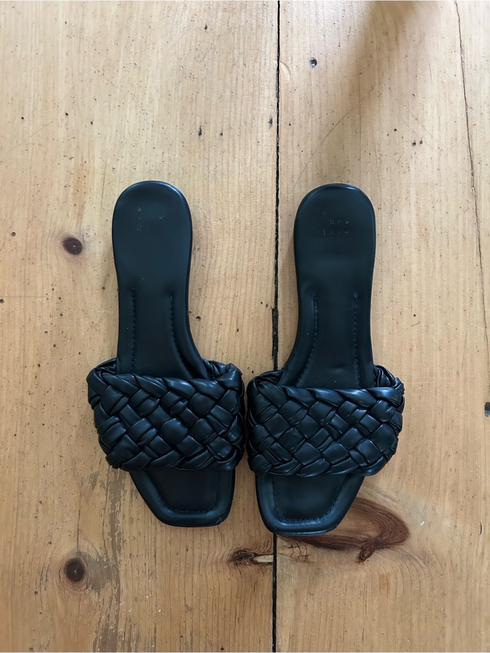 a new day Black Braided Slide Sandals